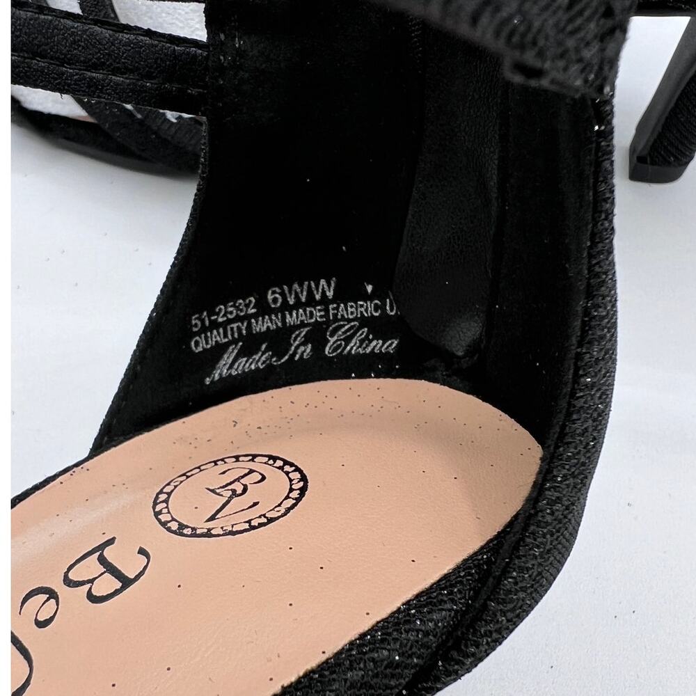 BELLA VITA 'KARLETTE' DRESS HEEL SANDAL BLACK GLITTER FABRIC WOMENS 6W WIDE NEW - Picture 10 of 13